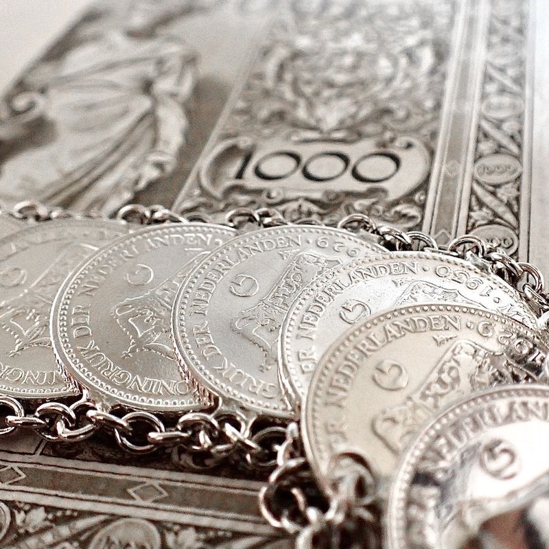 Image 2 of Silver bracelet with Queen Wilhelmina coins | 24 cm