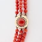 Image 6 of Blood coral bead necklace with gold clasp; Antique | 45 cm