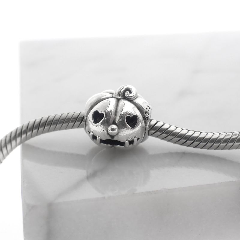 Image 2 of Pandora charm; Silver; Halloween Pumpkin