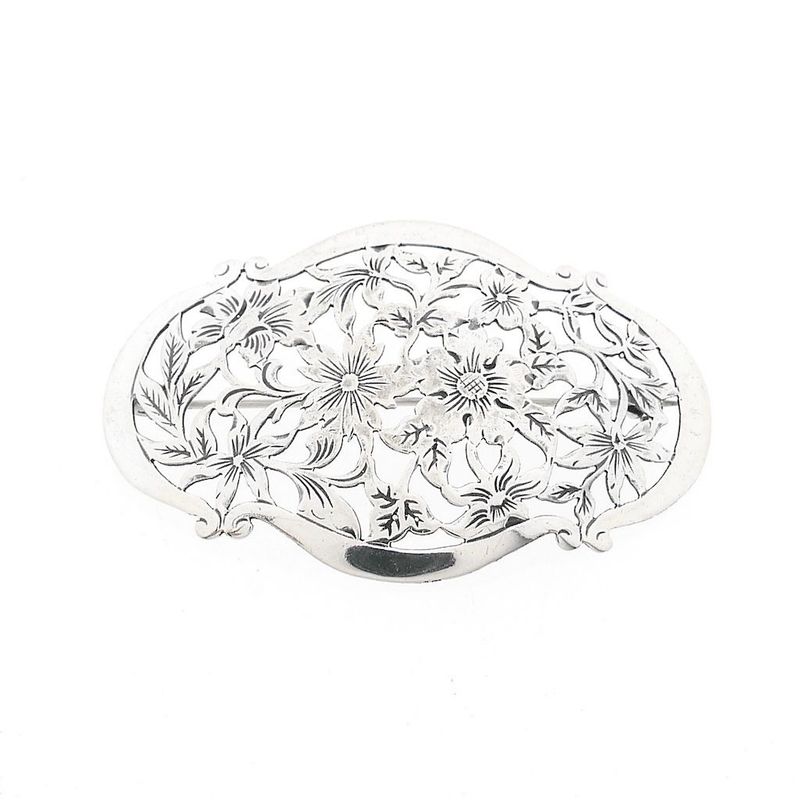 Image 1 of Silver brooch with floral motif