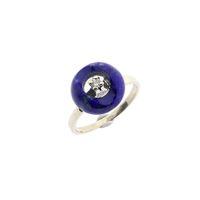 White gold ring with sodalite and diamond; 0.04 ct.