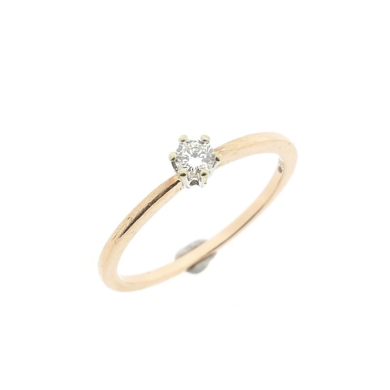 Image 1 of Gold solitaire ring with diamond | 0.12 ct.