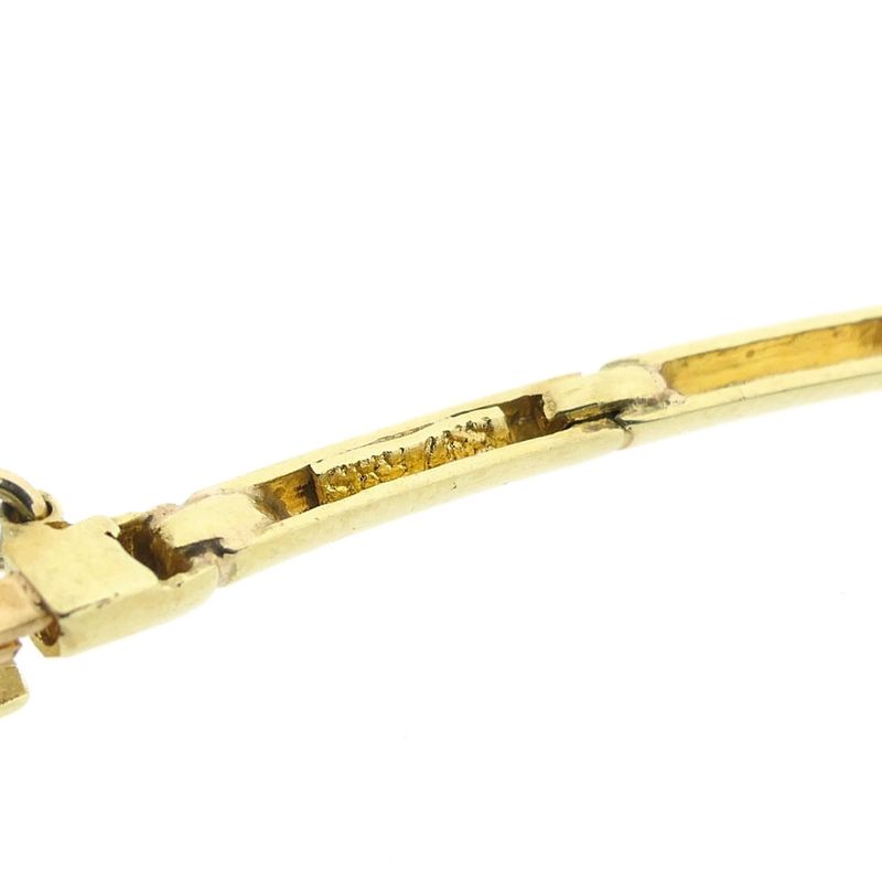 Image 7 of Gold bar link necklace with fixed pendant and zirconia