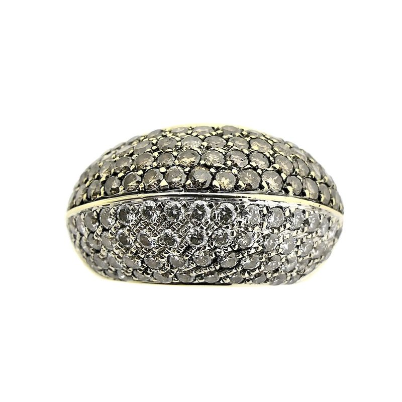 Image 2 of Gold cocktail ring with white and champagne diamonds; 3.39 ct.