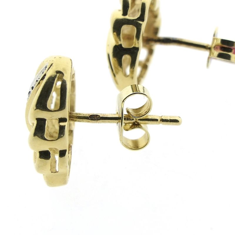 Image 7 of Gold leaf stud earrings with diamond | 0.05 ct.
