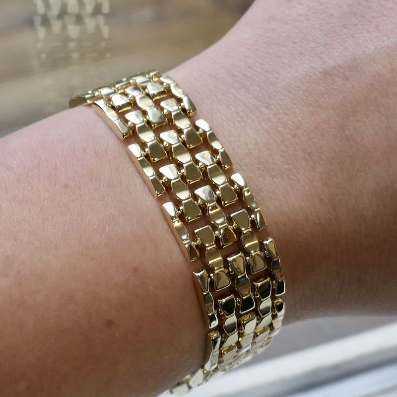 Image 7 of Gold wide tank link bracelet