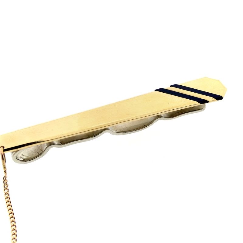 Image 6 of Gold tie slide with chain and onyx