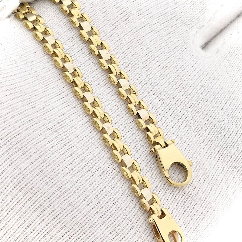 Afbeelding 8 van Bicolor gouden panterschakel armband