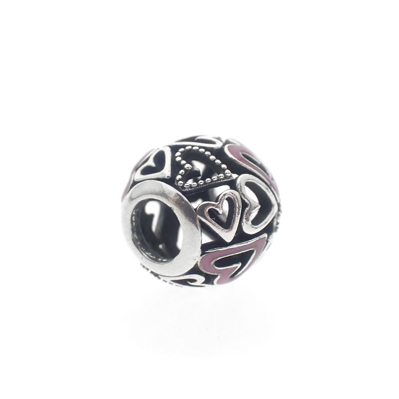 Image 3 of Pandora Moment charm; Silver; Pink Hearts