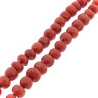 Image 8 of Antique blood coral bead necklace with gold clasp.