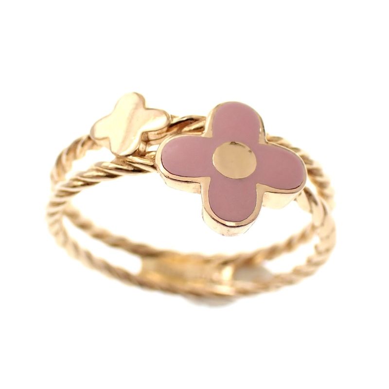 Image 3 of 18 carat gold ring with enamel flower