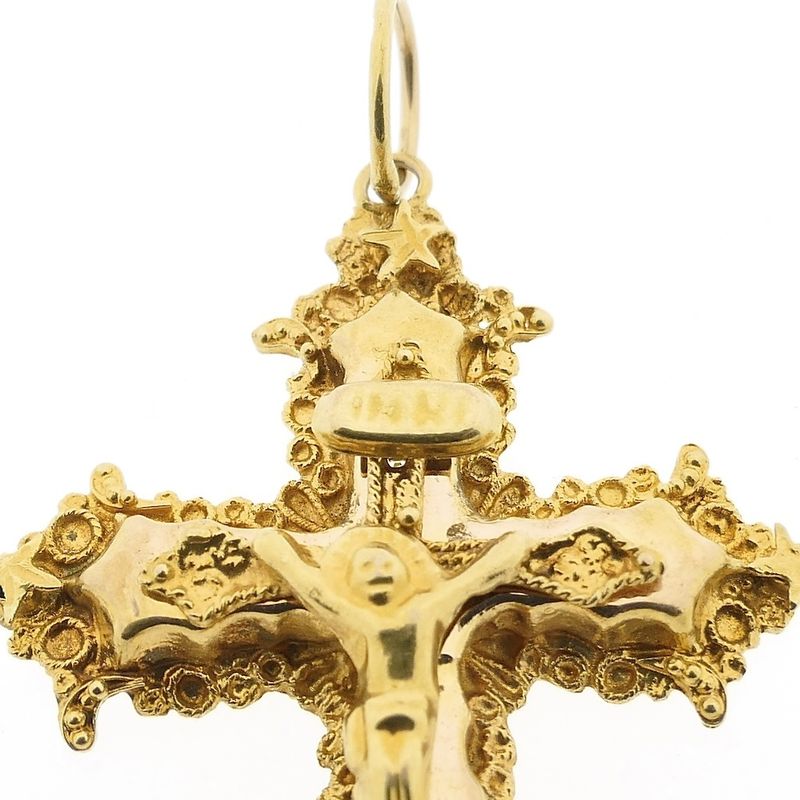 Image 10 of Gold antique pendant of a cross with corpus | INRI