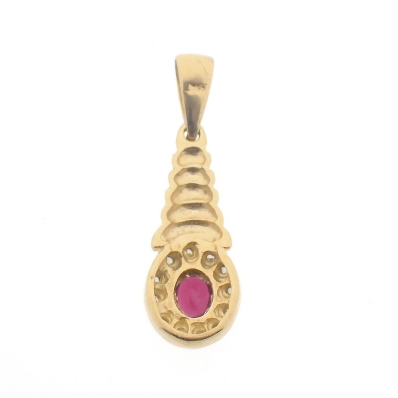 Image 8 of Gold pendant with synthetic ruby ​​and zirconia.