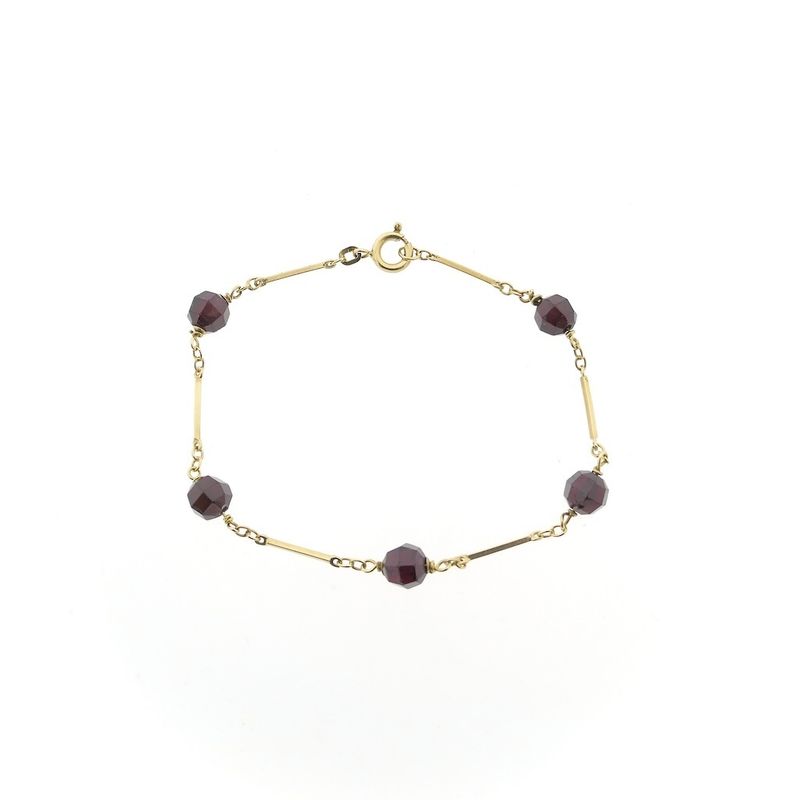 Image 4 of Gold bar link bracelet with garnet