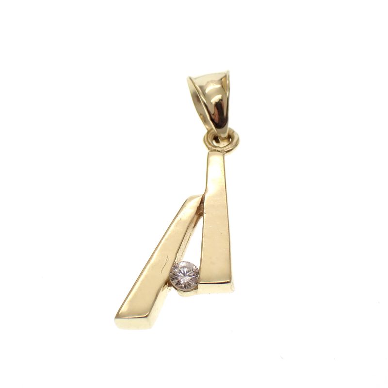 Image 1 of Gold pendant with diamond; Letter A