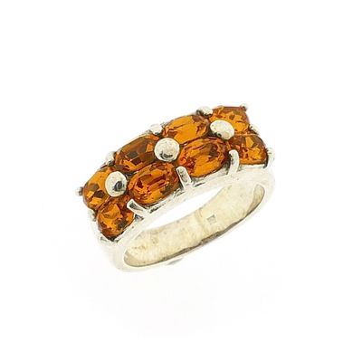 Biba silver ring with orange zirconia stones. Image 1 of Biba silver ring with orange zirconia stones.