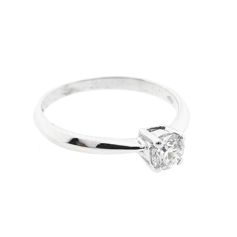 Image 9 of 18-karat white gold solitaire ring with 0.37 ct diamond