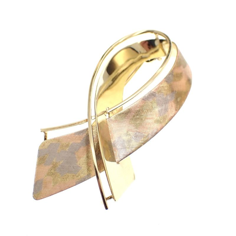 Image 3 of Tricolor gold brooch as ribbon