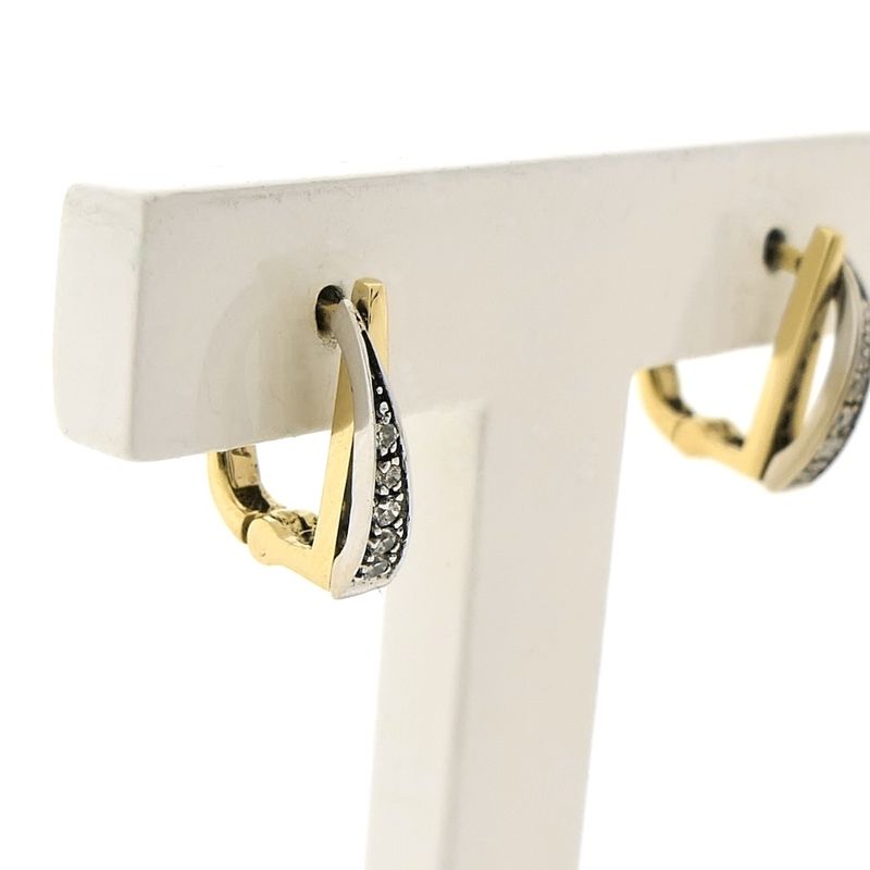 Image 3 of Bicolor gold stud earrings with zirconia