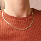 Image 4 of Two-tone gold gourmet link chain with diamonds