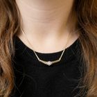 Image 9 of Gold flat gourmet link necklace with zirconia