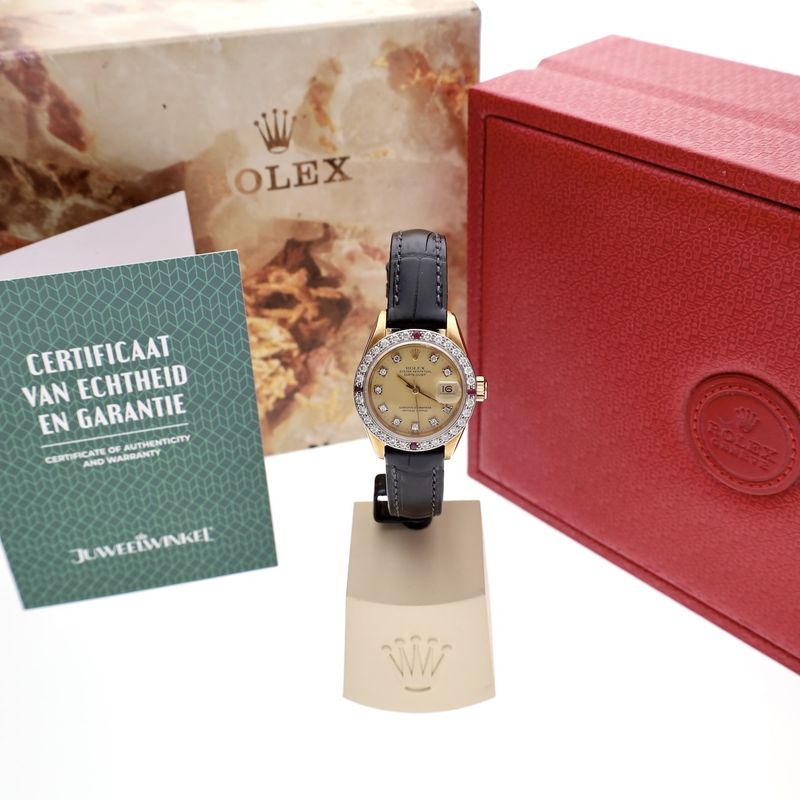 Image 20 of Rolex Datejust 26mm 69178; 18k gold women's watch with diamonds and rubies