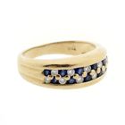 Image 7 of Gold double row ring with sapphires and diamonds