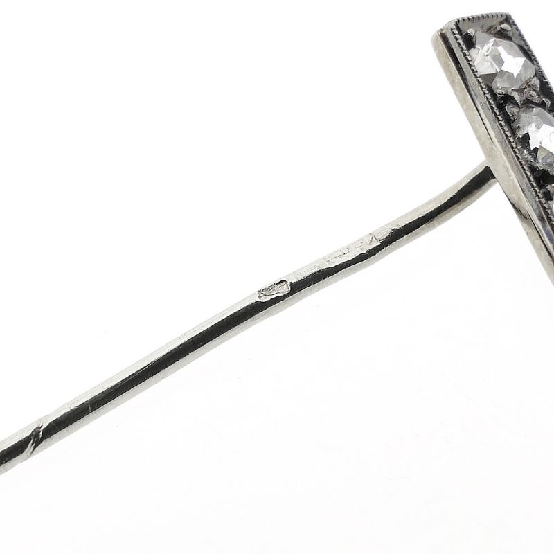 Image 4 of White gold lapel pin with diamonds; 0.15 ct.