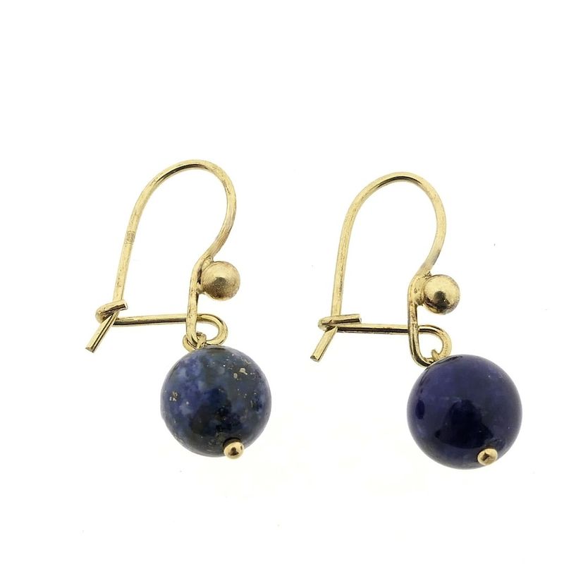 Image 7 of Gold earrings with lapis lazuli | Vintage