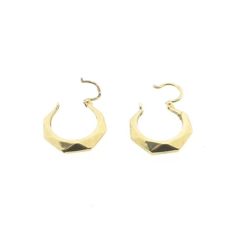 Image 6 of Gold faceted hoop earrings | Ø 14 mm