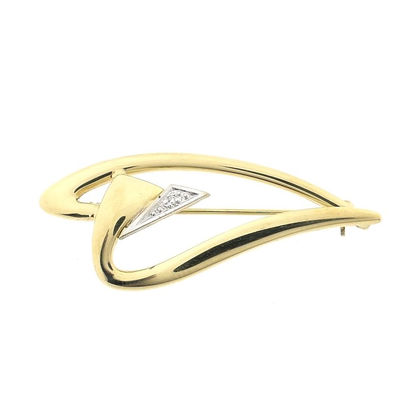Image 1 of Gold abstract brooch with diamond 0.005 ct.