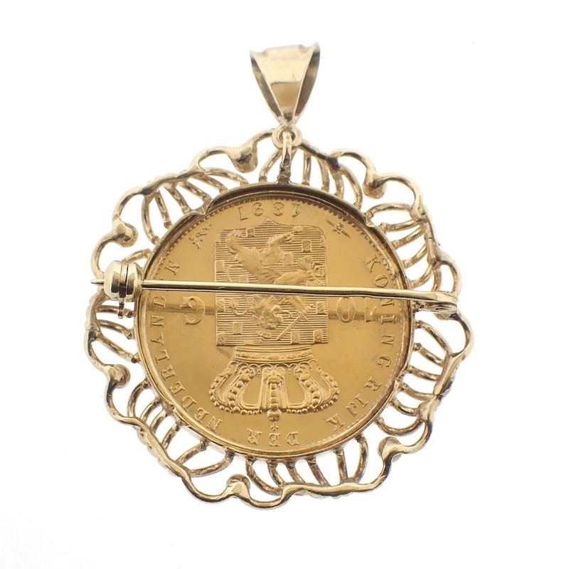 Image 7 of Gold pendant/brooch of 10 guilder coin Queen Wilhelmina 1897