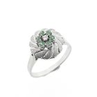 Image 1 of Gold ring with emerald and diamond; 0.03 ct.