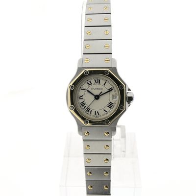 Image 1 of Cartier Santos Octagon 187903; Women's watch in 18k gold and steel
