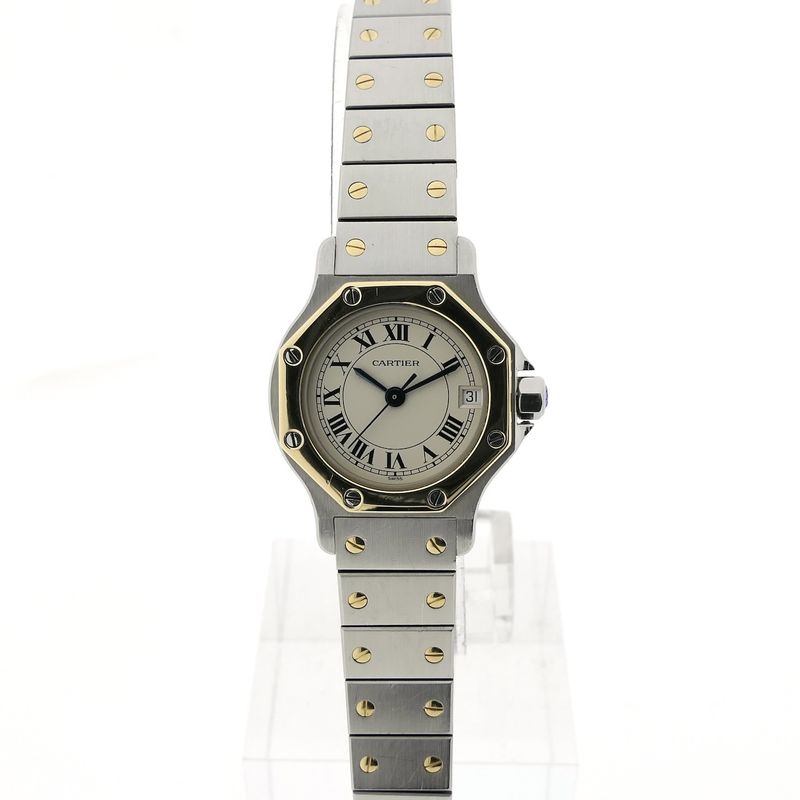 Image 1 of Cartier Santos Octagon 187903; Women's watch in 18k gold and steel