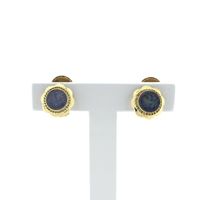 Gold clip-on earrings with precious opal | Vintage