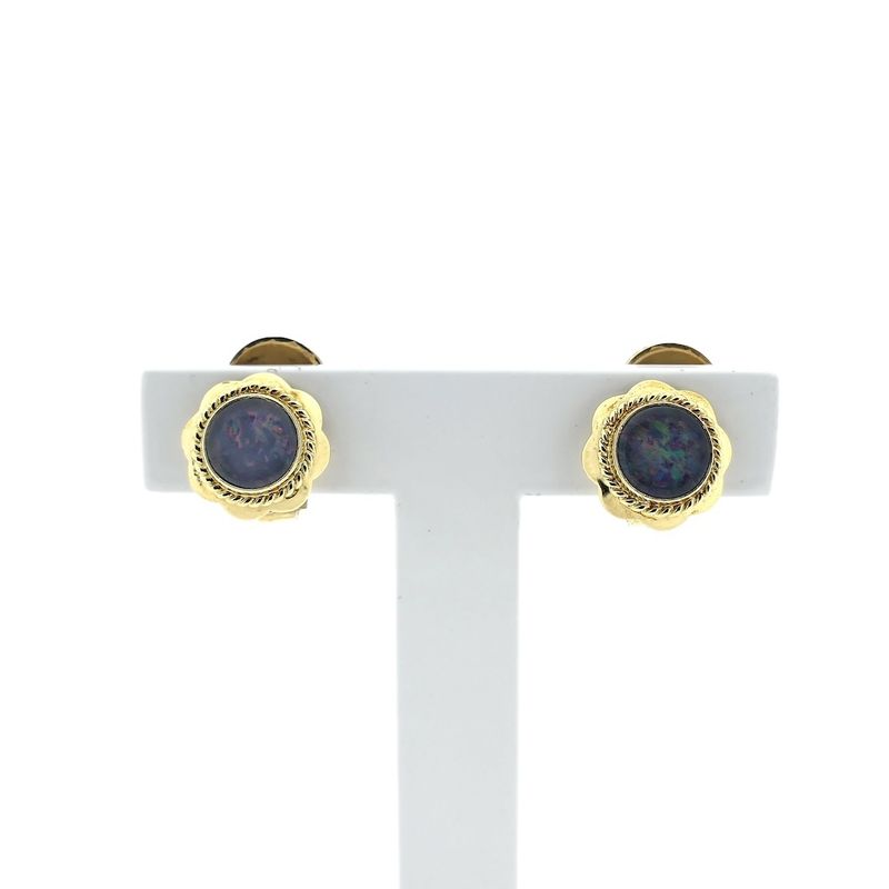 Image 1 of Gold clip-on earrings with precious opal | Vintage