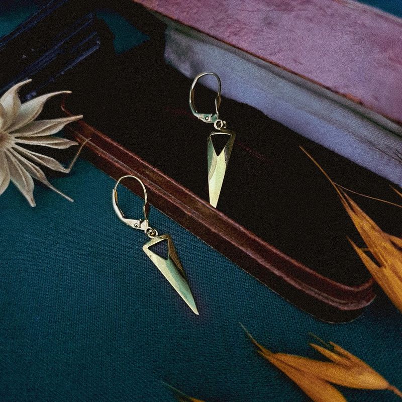 Image 2 of Gold triangle stud earrings