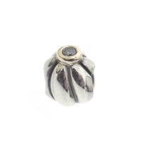Pandora charm; Silver with gold; Stone Charm
