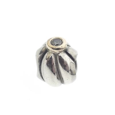 Image 1 of Pandora charm; Silver with gold; Stone Charm