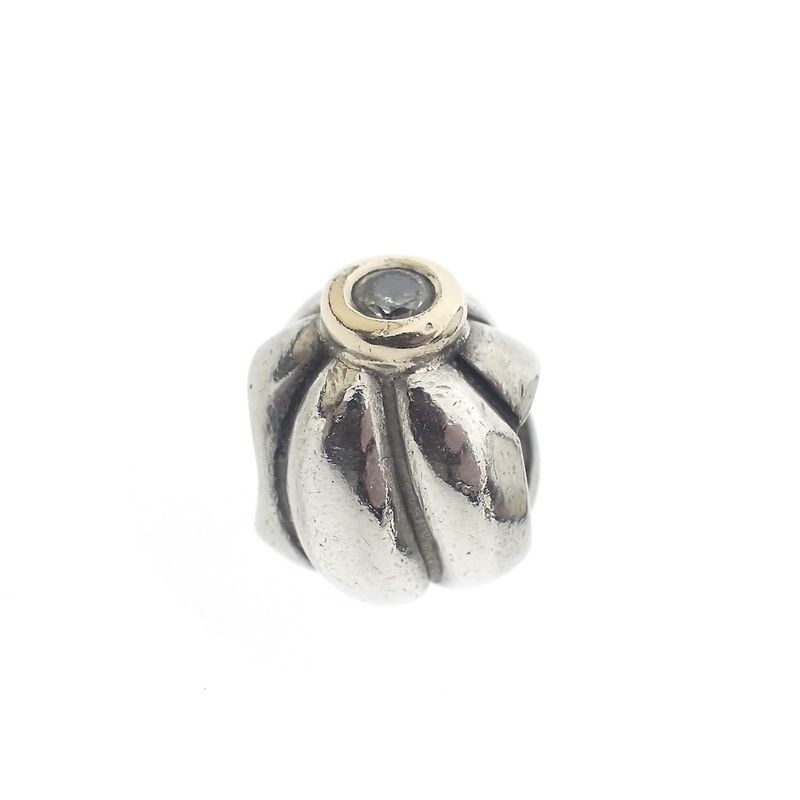 Image 1 of Pandora charm; Silver with gold; Stone Charm