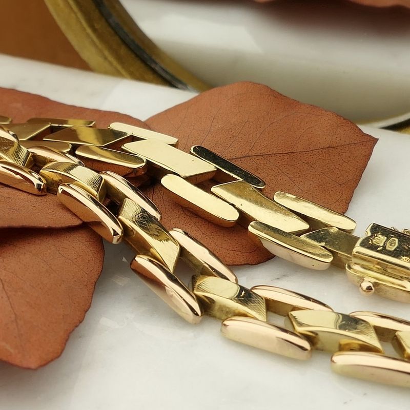 Image 2 of Bicolor gold Bismarck link bracelet