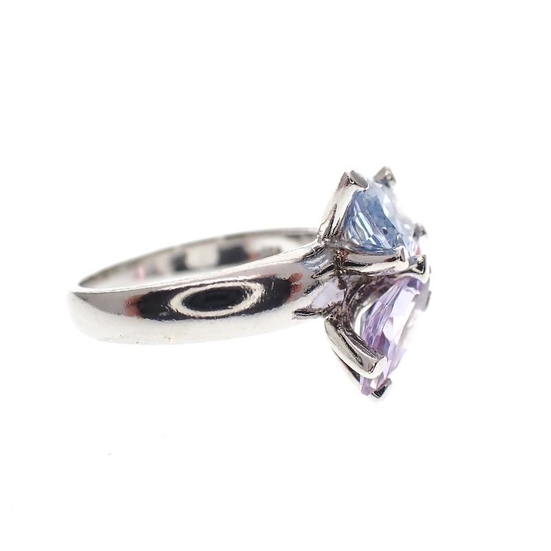 Image 4 of Silver cluster ring with large pastel zirconias