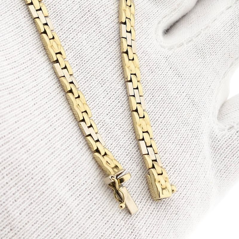 Image 7 of Bicolor Gold Panther Link Bracelet; 14 Karat; 19.5 cm