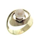 Image 1 of Gold ring with pearl in water symbol