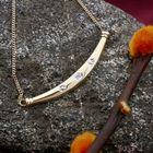 Image 2 of Gold gourmet link necklace with a fixed pendant and diamond; 0.005 ct. | 41.5 cm