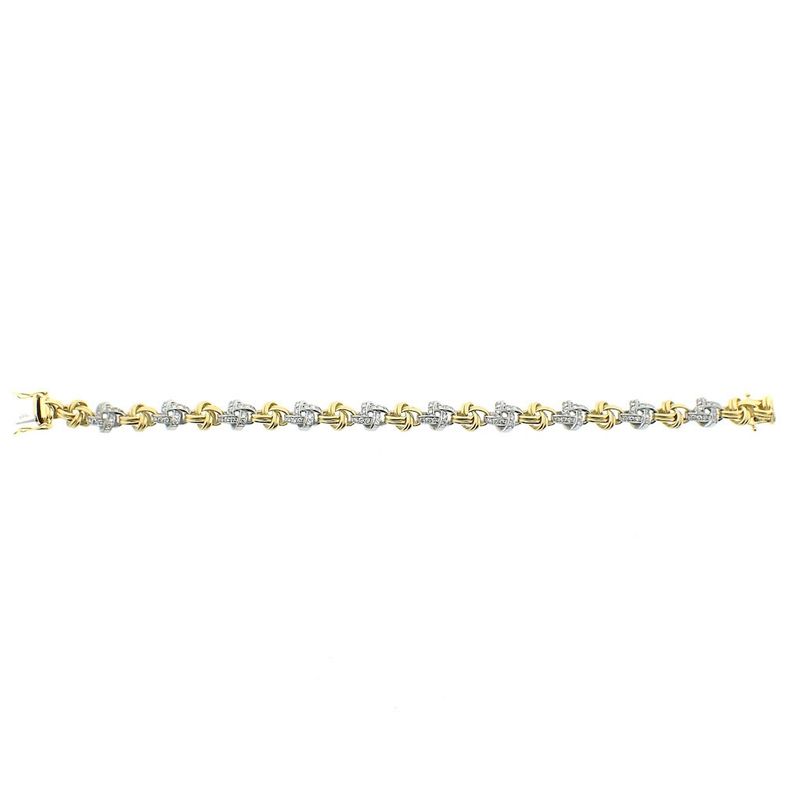 Image 4 of Two-tone gold link bracelet with diamonds; 1.00 ct.
