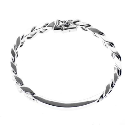 Image 1 of Silver gourmet link bracelet with engraving plate