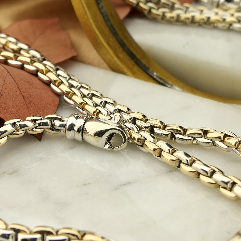 Image 2 of Two-tone gold anchor link necklace | 45.5 cm