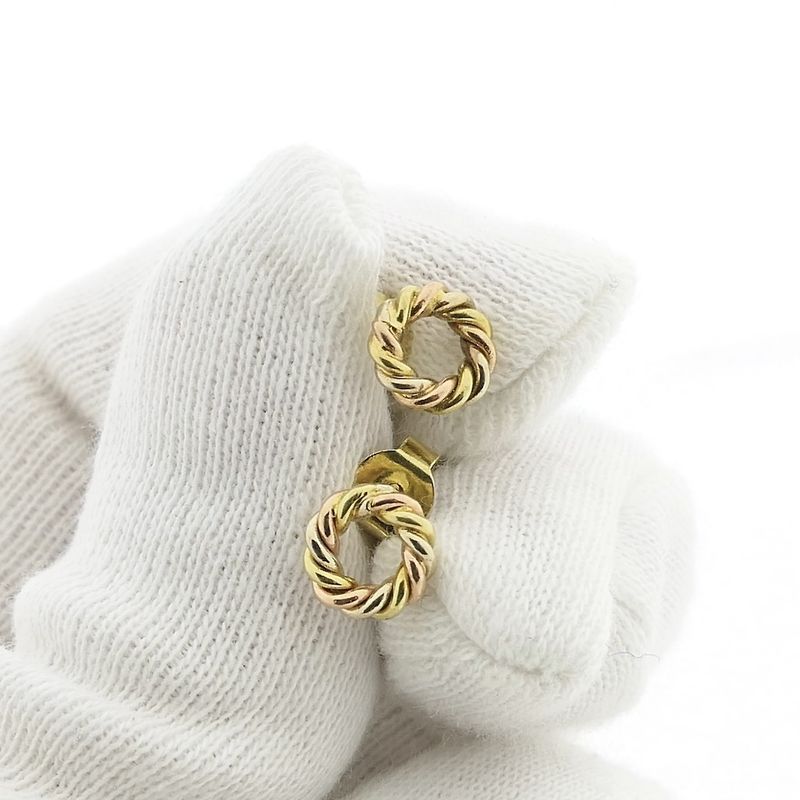 Image 6 of Vintage tricolor gold stud earrings